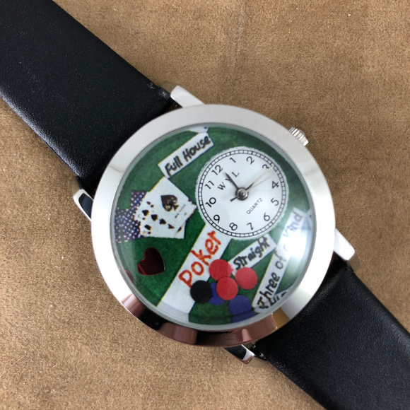 Poker Night Good Luck Watch Whimsical Gifts Story Box Poker Theme Watch - Picture 7 of 7